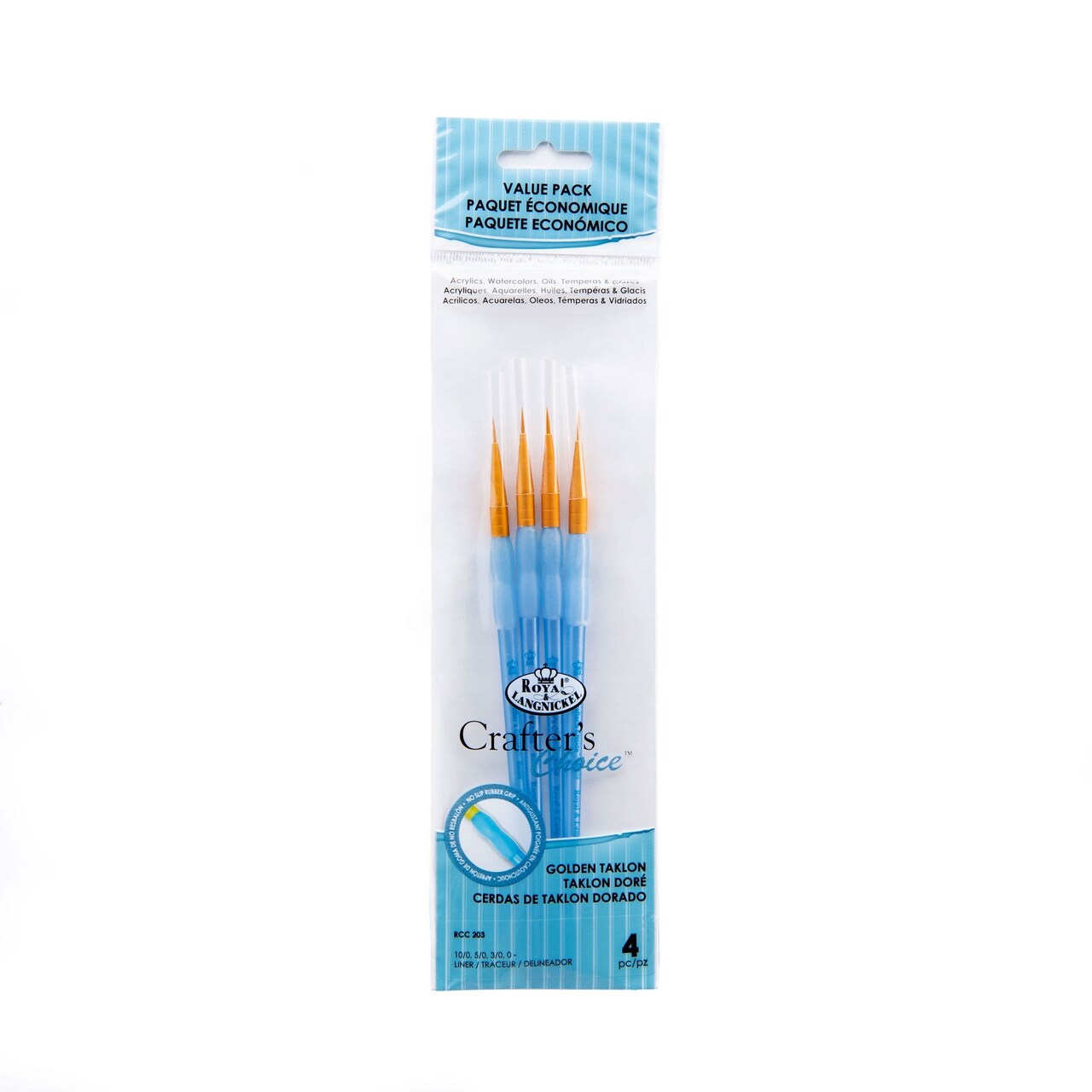RCC 203 | Crafter's Choice™ 4pc Golden Taklon Liner Brush Set